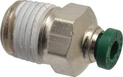 Parker - 5/32" Outside Diam, 1/4 NPTF, Nickel Plated Brass Push-to-Connect Tube Male Connector - 300 Max psi, Tube to Male NPT Connection, Buna-N O-Ring - Industrial Tool & Supply