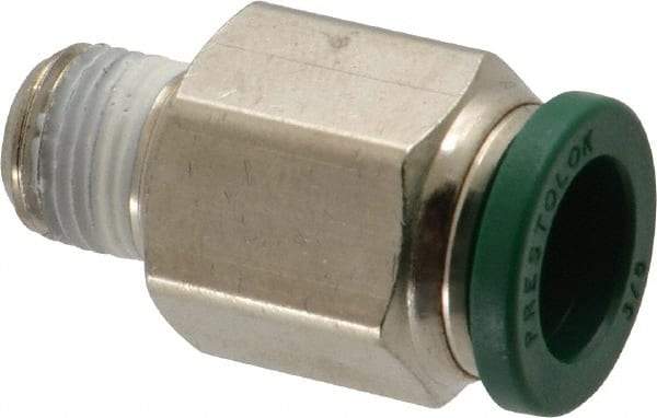 Parker - 3/8" Outside Diam, 1/8 NPTF, Nickel Plated Brass Push-to-Connect Tube Male Connector - 300 Max psi, Tube to Male NPT Connection, Buna-N O-Ring - Industrial Tool & Supply