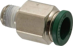 Parker - 3/8" Outside Diam, 1/8 NPTF, Nickel Plated Brass Push-to-Connect Tube Male Connector - 300 Max psi, Tube to Male NPT Connection, Buna-N O-Ring - Industrial Tool & Supply