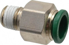 Parker - 1/2" Outside Diam, 1/4 NPTF, Nickel Plated Brass Push-to-Connect Tube Male Connector - 300 Max psi, Tube to Male NPT Connection, Buna-N O-Ring - Industrial Tool & Supply