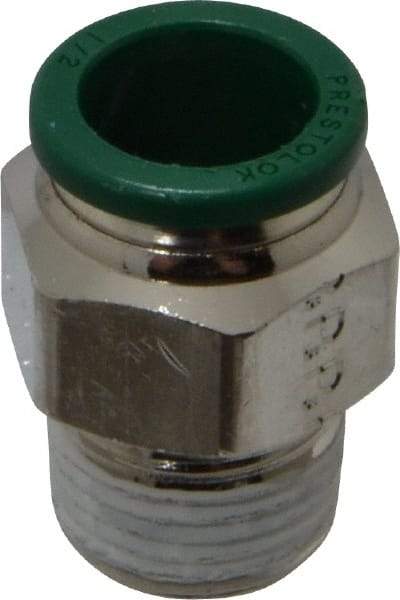 Parker - 1/2" Outside Diam, 3/8 NPTF, Nickel Plated Brass Push-to-Connect Tube Male Connector - 300 Max psi, Tube to Male NPT Connection, Buna-N O-Ring - Industrial Tool & Supply