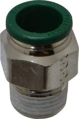 Parker - 1/2" Outside Diam, 3/8 NPTF, Nickel Plated Brass Push-to-Connect Tube Male Connector - 300 Max psi, Tube to Male NPT Connection, Buna-N O-Ring - Industrial Tool & Supply