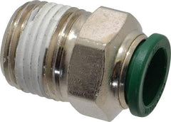 Parker - 1/2" Outside Diam, 1/2 NPTF, Nickel Plated Brass Push-to-Connect Tube Male Connector - 300 Max psi, Tube to Male NPT Connection, Buna-N O-Ring - Industrial Tool & Supply