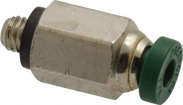 Parker - 1/8" Outside Diam, 10-32 UNF, Nickel Plated Brass Push-to-Connect Tube Male Connector - 300 Max psi, Tube to Male UNF Connection, Buna-N O-Ring - Industrial Tool & Supply