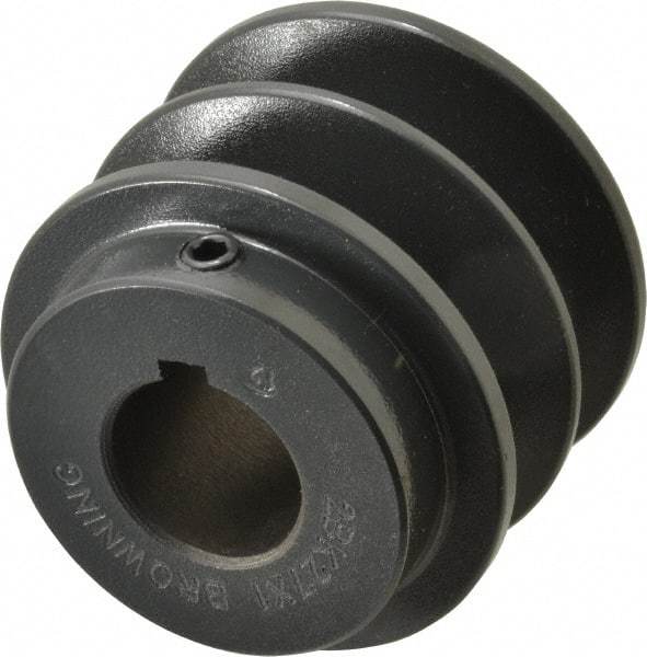 Browning - 1" Bore, 1-31/32 Long, 2.7" Outside Diam, Finished Bore Two Groove V Belt Sheave - 2-1/2 Belt Pitch B, 2.1" Pitch Diam of 4L Belt - Industrial Tool & Supply