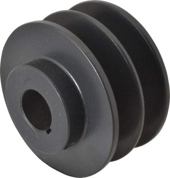 Browning - 7/8" Bore, 1-31/32 Long, 3.35" Outside Diam, Finished Bore Two Groove V Belt Sheave - 3 Belt Pitch B, 2.6" Pitch Diam of 4L Belt - Industrial Tool & Supply