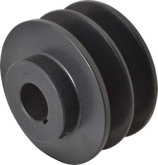 Browning - 7/8" Bore, 1-31/32 Long, 3.35" Outside Diam, Finished Bore Two Groove V Belt Sheave - 3 Belt Pitch B, 2.6" Pitch Diam of 4L Belt - Industrial Tool & Supply