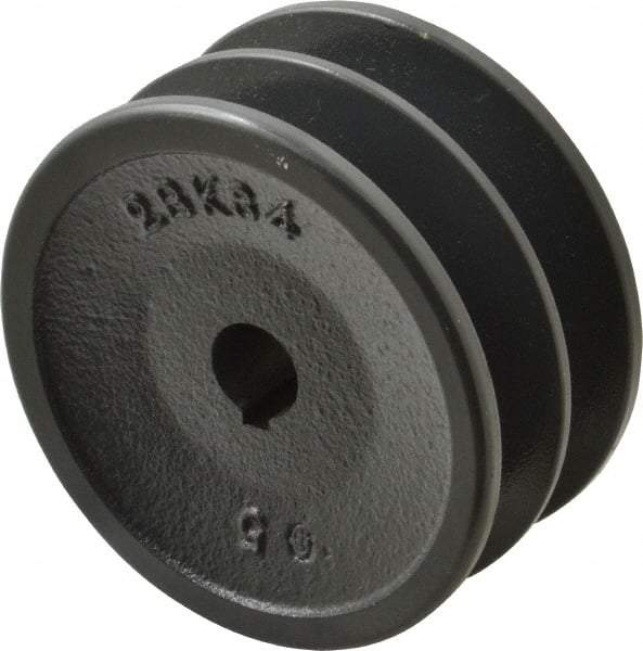Browning - 5/8" Bore, 1-31/32 Long, 3.55" Outside Diam, Finished Bore Two Groove V Belt Sheave - 3.2 Belt Pitch B, 2.8" Pitch Diam of 4L Belt - Industrial Tool & Supply