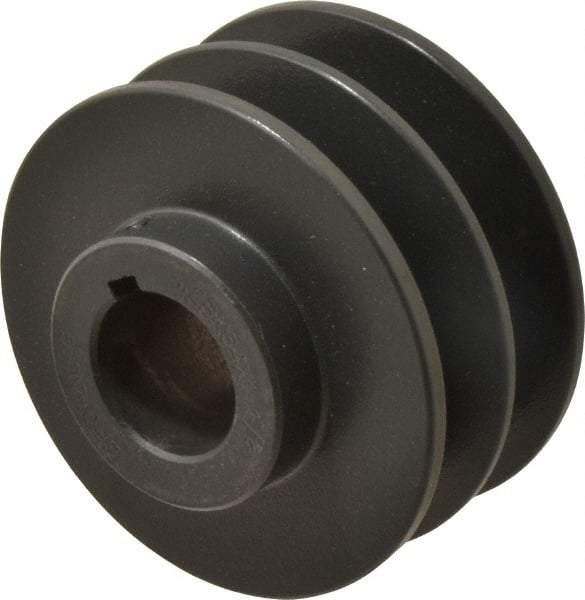 Browning - 1-1/8" Bore, 1-31/32 Long, 3.55" Outside Diam, Finished Bore Two Groove V Belt Sheave - 3.2 Belt Pitch B, 2.8" Pitch Diam of 4L Belt - Industrial Tool & Supply
