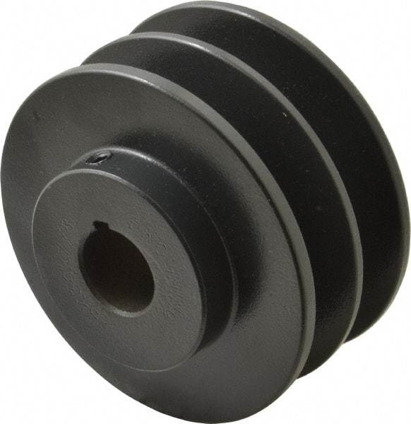 Browning - 7/8" Bore, 1-31/32 Long, 3-3/4" Outside Diam, Finished Bore Two Groove V Belt Sheave - 3.4 Belt Pitch B, 3" Pitch Diam of 4L Belt - Industrial Tool & Supply