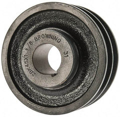 Browning - 1-1/8" Bore, 1-15/32 Long, 4-1/4" Outside Diam, Finished Bore Two Groove V Belt Sheave - 3.9 Belt Pitch B, 3-1/2" Pitch Diam of 4L Belt - Industrial Tool & Supply