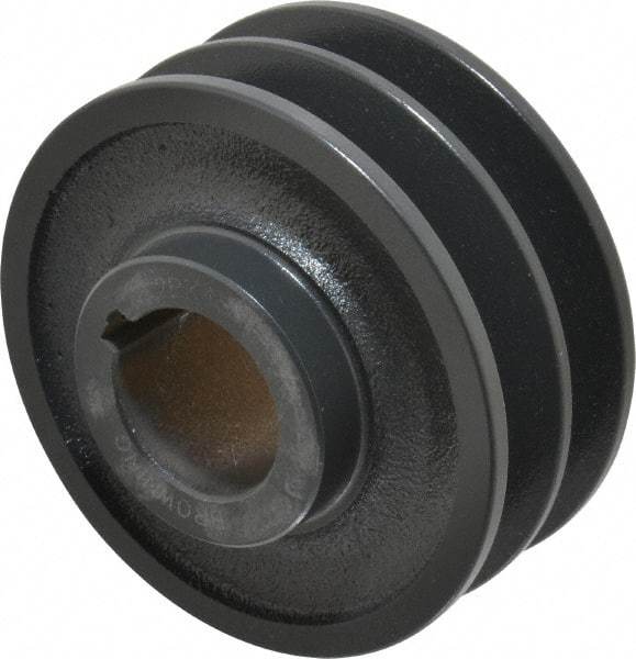 Browning - 1-3/8" Bore, 1-15/32 Long, 4-1/4" Outside Diam, Finished Bore Two Groove V Belt Sheave - 3.9 Belt Pitch B, 3-1/2" Pitch Diam of 4L Belt - Industrial Tool & Supply