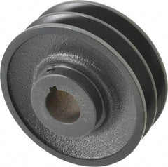 Browning - 1-1/8" Bore, 1-15/32 Long, 4-3/4" Outside Diam, Finished Bore Two Groove V Belt Sheave - 4.4 Belt Pitch B, 4" Pitch Diam of 4L Belt - Industrial Tool & Supply