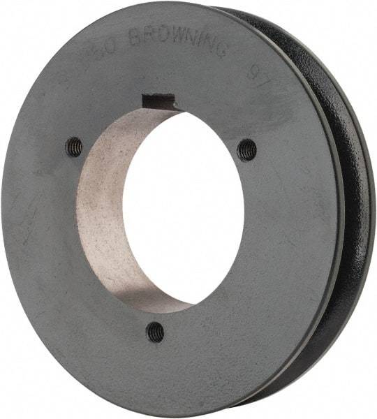 Browning - 1 Groove, 5/8 to 2-1/4 Bore Diam, 5.28" Outside Diam, QD Bushed V Belt Sheave - 5.1 5V Diam Belt Pitch - Industrial Tool & Supply