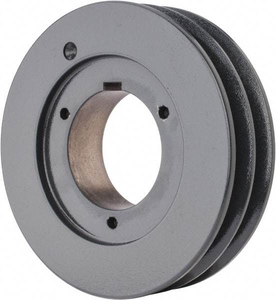 Browning - 2 Groove, 5/8 to 2-1/4 Bore Diam, 6.28" Outside Diam, QD Bushed V Belt Sheave - 6.1 5V Diam Belt Pitch - Industrial Tool & Supply