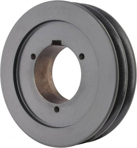 Browning - 2 Groove, 5/8 to 2-1/4 Bore Diam, 6.48" Outside Diam, QD Bushed V Belt Sheave - 6.3 5V Diam Belt Pitch - Industrial Tool & Supply