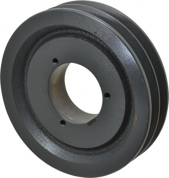 Browning - 2 Groove, 5/8 to 2-1/4 Bore Diam, 7.28" Outside Diam, QD Bushed V Belt Sheave - 7.1 5V Diam Belt Pitch - Industrial Tool & Supply