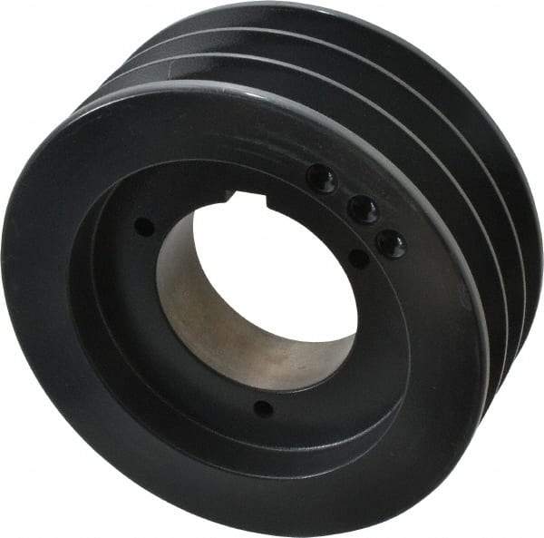 Browning - 3 Groove, 5/8 to 2-1/4 Bore Diam, 6.08" Outside Diam, QD Bushed V Belt Sheave - 5.9 5V Diam Belt Pitch - Industrial Tool & Supply