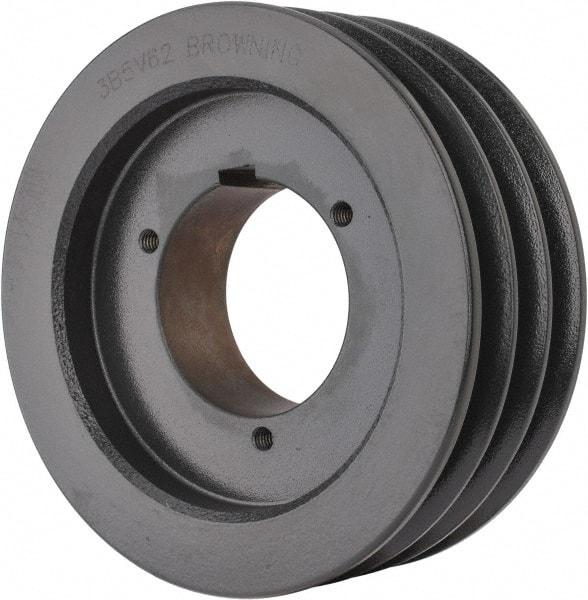 Browning - 3 Groove, 5/8 to 2-1/4 Bore Diam, 6.48" Outside Diam, QD Bushed V Belt Sheave - 6.3 5V Diam Belt Pitch - Industrial Tool & Supply