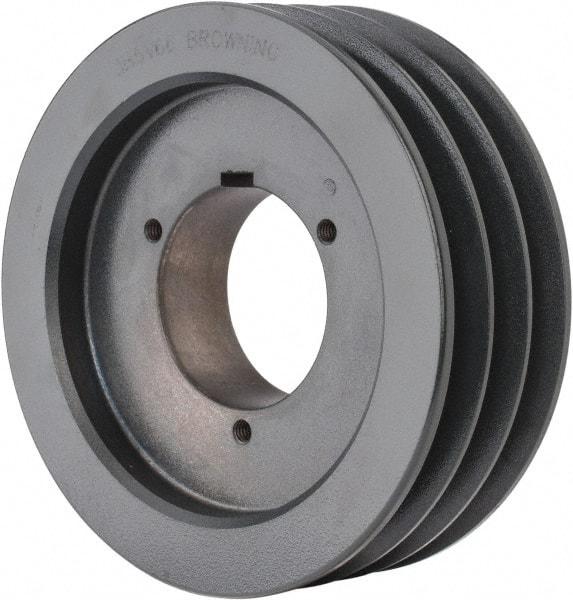 Browning - 3 Groove, 5/8 to 2-1/4 Bore Diam, 6.88" Outside Diam, QD Bushed V Belt Sheave - 6.7 5V Diam Belt Pitch - Industrial Tool & Supply