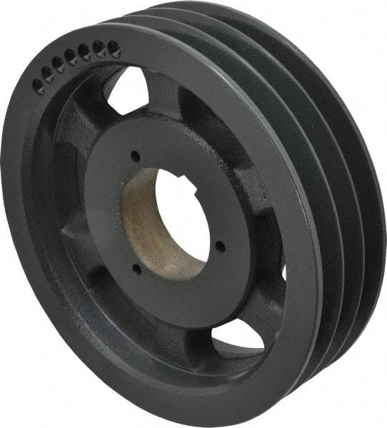 Browning - 3 Groove, 5/8 to 2-1/4 Bore Diam, 8.88" Outside Diam, QD Bushed V Belt Sheave - 8.7 5V Diam Belt Pitch - Industrial Tool & Supply