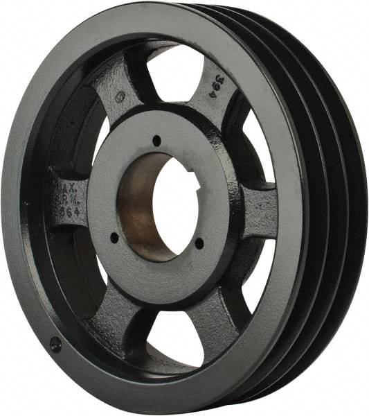 Browning - 3 Groove, 5/8 to 2-1/4 Bore Diam, 9.68" Outside Diam, QD Bushed V Belt Sheave - 9.5 5V Diam Belt Pitch - Industrial Tool & Supply