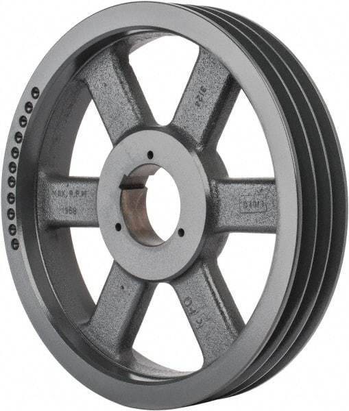 Browning - 3 Groove, 5/8 to 2-1/4 Bore Diam, 12.68" Outside Diam, QD Bushed V Belt Sheave - 12.5 5V Diam Belt Pitch - Industrial Tool & Supply