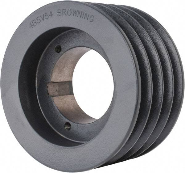 Browning - 4 Groove, 5/8 to 2-1/4 Bore Diam, 5.68" Outside Diam, QD Bushed V Belt Sheave - 5.5 5V Diam Belt Pitch - Industrial Tool & Supply