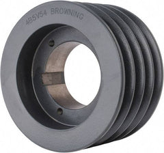 Browning - 4 Groove, 5/8 to 2-1/4 Bore Diam, 5.68" Outside Diam, QD Bushed V Belt Sheave - 5.5 5V Diam Belt Pitch - Industrial Tool & Supply
