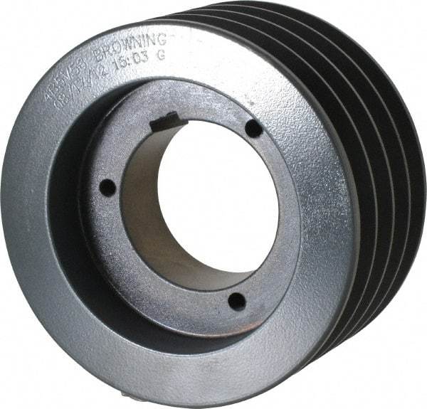 Browning - 4 Groove, 5/8 to 2-1/4 Bore Diam, 5.88" Outside Diam, QD Bushed V Belt Sheave - 5.7 5V Diam Belt Pitch - Industrial Tool & Supply