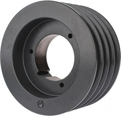 Browning - 4 Groove, 5/8 to 2-1/4 Bore Diam, 6.08" Outside Diam, QD Bushed V Belt Sheave - 5.9 5V Diam Belt Pitch - Industrial Tool & Supply