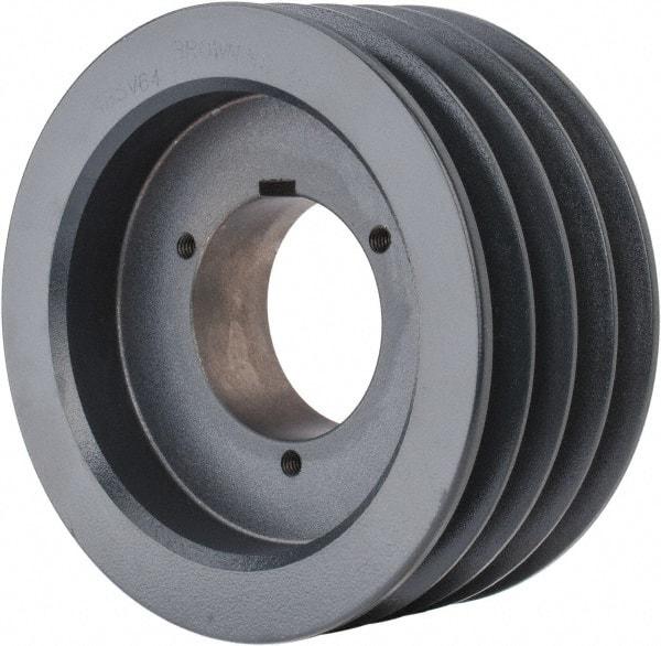 Browning - 4 Groove, 5/8 to 2-1/4 Bore Diam, 6.68" Outside Diam, QD Bushed V Belt Sheave - 6.5 5V Diam Belt Pitch - Industrial Tool & Supply