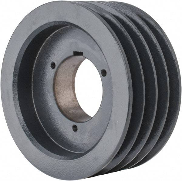 Browning - 4 Groove, 5/8 to 2-1/4 Bore Diam, 6.88" Outside Diam, QD Bushed V Belt Sheave - 6.7 5V Diam Belt Pitch - Industrial Tool & Supply