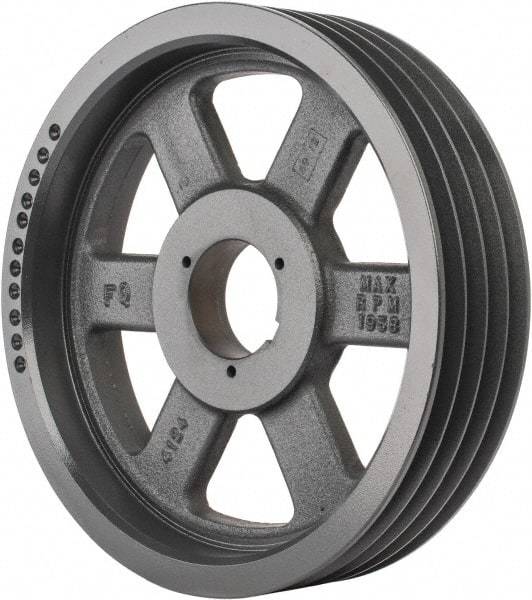 Browning - 4 Groove, 5/8 to 2-1/4 Bore Diam, 12.68" Outside Diam, QD Bushed V Belt Sheave - 12.5 5V Diam Belt Pitch - Industrial Tool & Supply