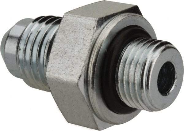 Voss - 7/16-20 x 1/8 Male Thread, Zinc Plated Carbon Steel Industrial Pipe Adapter - MJIC x MBSPP - Industrial Tool & Supply