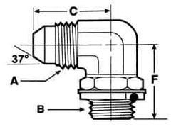 Voss - 3/4-16 x 1/2 Male Thread, Zinc Plated Carbon Steel Industrial Pipe 90° Elbow Adapter - MJIC x MBSPP - Industrial Tool & Supply