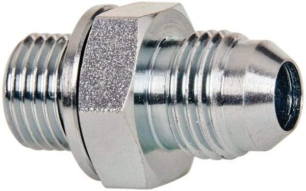 Voss - 9/16-18 x 1/4 Male Thread, Zinc Plated Carbon Steel Industrial Pipe Adapter - MJIC x MBSPP - Industrial Tool & Supply
