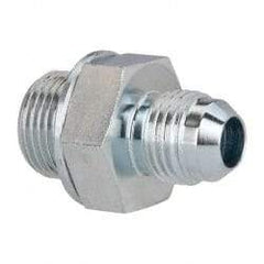 Voss - 9/16-18 x 3/8 Male Thread, Zinc Plated Carbon Steel Industrial Pipe Adapter - MJIC x MBSPP - Industrial Tool & Supply