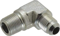 Voss - 9/16-18 x 3/8 Male Thread, Zinc Plated Carbon Steel Industrial Pipe 90° Elbow Adapter - MJIC x MBSPT - Industrial Tool & Supply