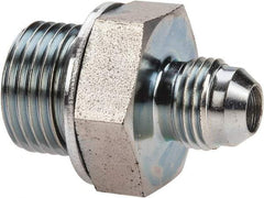 Voss - 9/16-18 x 1/2 Male Thread, Zinc Plated Carbon Steel Industrial Pipe Adapter - MJIC x MBSPP - Industrial Tool & Supply