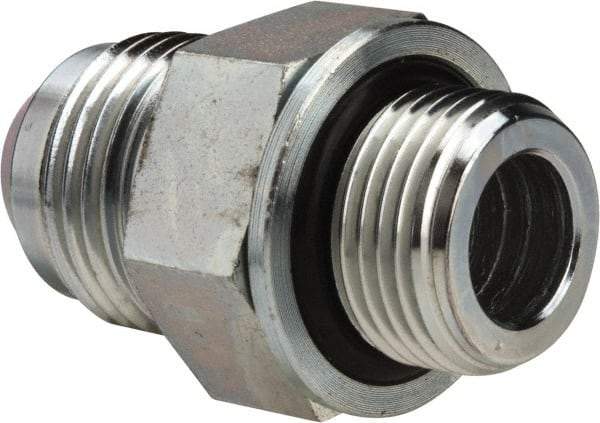 Voss - 3/4-16 x 3/8 Male Thread, Zinc Plated Carbon Steel Industrial Pipe Adapter - MJIC x MBSPP - Industrial Tool & Supply