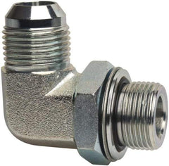 Voss - 1-1/16 - 12 x 3/4 Male Thread, Zinc Plated Carbon Steel Industrial Pipe 90° Elbow Adapter - MJIC x MBSPP - Industrial Tool & Supply