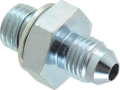 Voss - 7/16-20 x M12x1.5 Male Thread, Zinc Plated Carbon Steel Industrial Pipe Adapter - MJIC x Male Metric - Industrial Tool & Supply