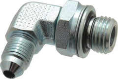 Voss - 7/16-20 x M14x1.5 Male Thread, Zinc Plated Carbon Steel Industrial Pipe 90° Elbow Adapter - MJIC x Male Metric - Industrial Tool & Supply