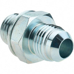 Voss - 9/16-18 x M14x1.5 Male Thread, Zinc Plated Carbon Steel Industrial Pipe Adapter - MJIC x Male Metric - Industrial Tool & Supply