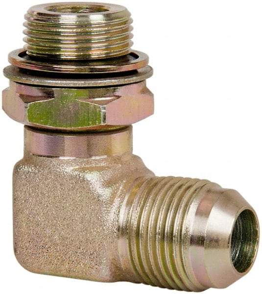 Voss - 7/8-14 x M22x1.5 Male Thread, Zinc Plated Carbon Steel Industrial Pipe 90° Elbow Adapter - MJIC x Male Metric - Industrial Tool & Supply