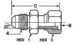 Voss - 1-1/16 - 12 Male Thread x 1-3/16 - 12 Female Thread, Zinc Plated Carbon Steel Industrial Pipe Adapter - MJIC x FORFS - Industrial Tool & Supply