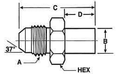 Voss - 3/4-16 x M12 Male Thread, Zinc Plated Carbon Steel Industrial Pipe Adapter - MJIC x Metric Standpipe - Industrial Tool & Supply