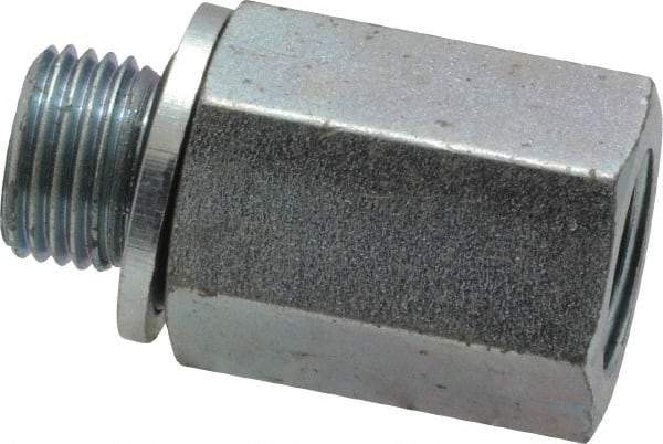 Voss - 1/8 Male Thread x 1/8 Female Thread, Zinc Plated Carbon Steel Industrial Pipe Adapter - MBSPP x FNPT - Industrial Tool & Supply