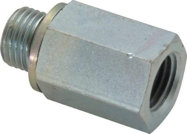 Voss - 1/4 Male Thread x 1/4 Female Thread, Zinc Plated Carbon Steel Industrial Pipe Adapter - MBSPP x FNPT - Industrial Tool & Supply